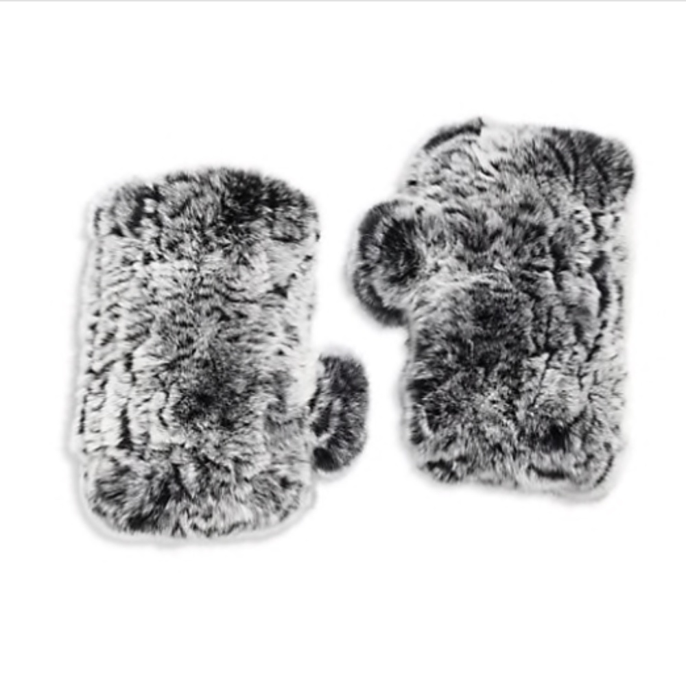 Surell Rabbit Fur Fingerless Texting Gloves